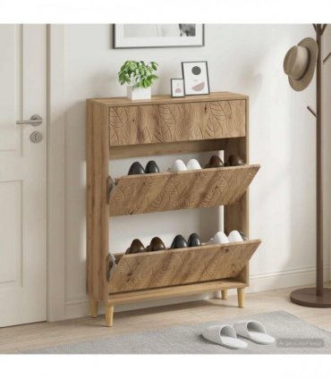 vidaXL Shoe Cabinet DELFT 78 x 24 x 103 cm Engineered Wood Artisan Oak