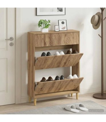 vidaXL Shoe Cabinet DELFT 78 x 24 x 103 cm Engineered Wood Artisan Oak