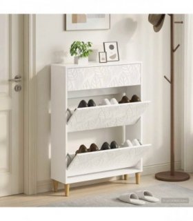 vidaXL Shoe Cabinet DELFT 78 x 24 x 103 cm Engineered Wood — Colour: High gloss white