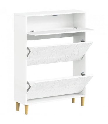 vidaXL Shoe Cabinet DELFT 78 x 24 x 103 cm Engineered Wood — Colour: High gloss white