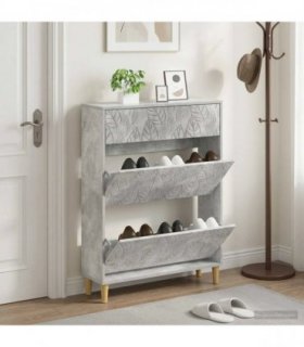 vidaXL Shoe Cabinet DELFT 78 x 24 x 103 cm Engineered Wood — Colour: Concrete grey