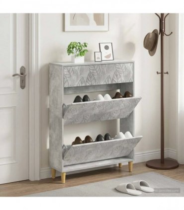 vidaXL Shoe Cabinet DELFT 78 x 24 x 103 cm Engineered Wood — Colour: Concrete grey