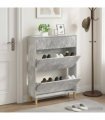 vidaXL Shoe Cabinet DELFT 78 x 24 x 103 cm Engineered Wood — Colour: Concrete grey