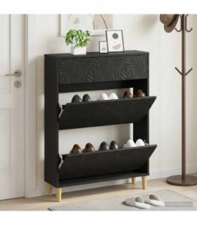 vidaXL Shoe Cabinet DELFT 78 x 24 x 103 cm Engineered Wood Black