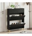 vidaXL Shoe Cabinet DELFT 78 x 24 x 103 cm Engineered Wood Black