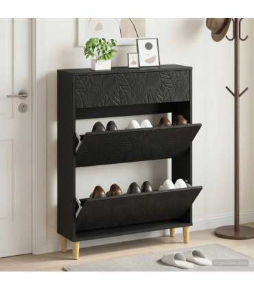 vidaXL Shoe Cabinet DELFT 78 x 24 x 103 cm Engineered Wood Black