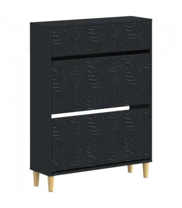vidaXL Shoe Cabinet DELFT 78 x 24 x 103 cm Engineered Wood Black