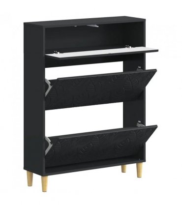 vidaXL Shoe Cabinet DELFT 78 x 24 x 103 cm Engineered Wood Black