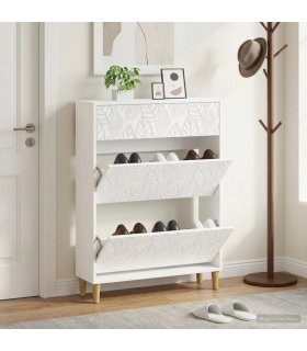 vidaXL Shoe Cabinet DELFT 78 x 24 x 103 cm Engineered Wood White
