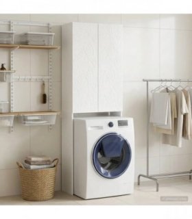 vidaXL Toilet Cabinet DELFT High Gloss White 66 x 25.5 x 190 cm