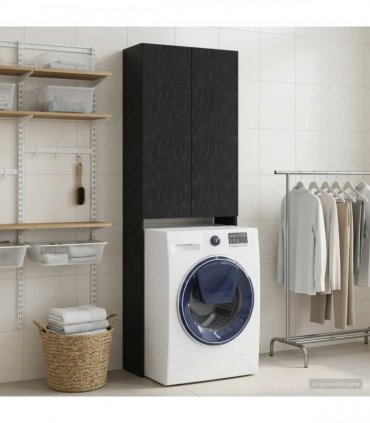 vidaXL Toilet Cabinet DELFT Black 66 x 25.5 x 190 cm Engineered Wood