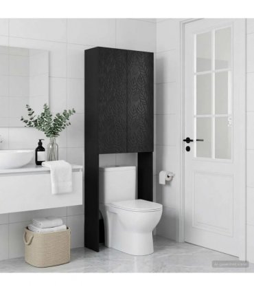vidaXL Toilet Cabinet DELFT Black 66 x 25.5 x 190 cm Engineered Wood