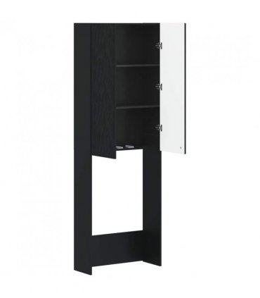 vidaXL Toilet Cabinet DELFT Black 66 x 25.5 x 190 cm Engineered Wood