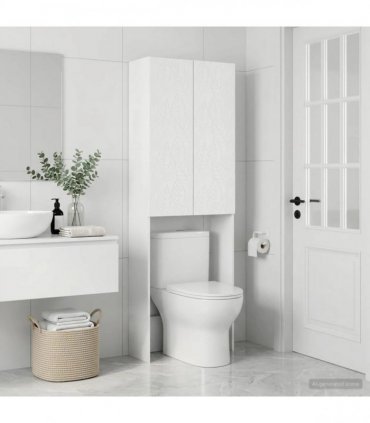 vidaXL Toilet Cabinet DELFT White 66 x 25.5 x 190 cm Engineered Wood
