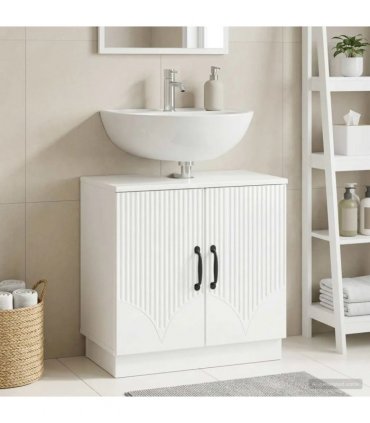 vidaXL Bathroom Sink Cabinet HOORN High Gloss White 59.5 x 31.5x 56 cm