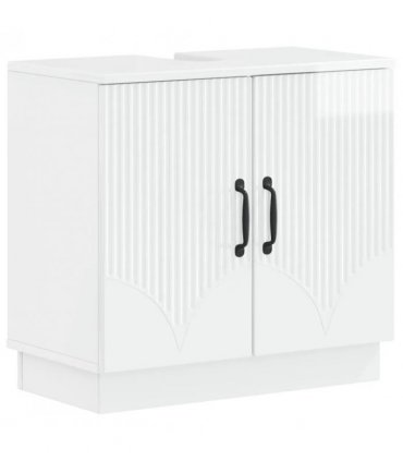 vidaXL Bathroom Sink Cabinet HOORN High Gloss White 59.5 x 31.5x 56 cm