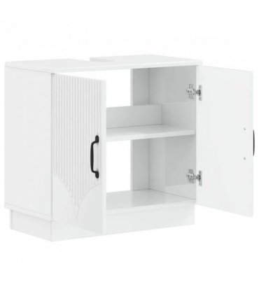 vidaXL Bathroom Sink Cabinet HOORN High Gloss White 59.5 x 31.5x 56 cm