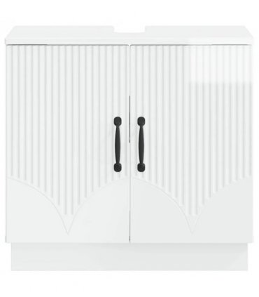 vidaXL Bathroom Sink Cabinet HOORN High Gloss White 59.5 x 31.5x 56 cm