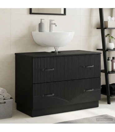 vidaXL Bathroom Sink Cabinet HOORN Black 82 x 41x 56 cm