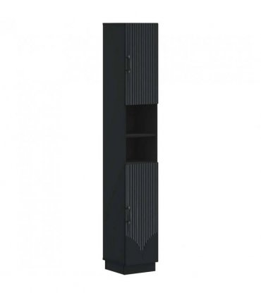 vidaXL Bathroom Cabinet with Open Shelf HOORN Black 30 x 31 x 187 cm