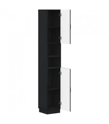 vidaXL Bathroom Cabinet with Open Shelf HOORN Black 30 x 31 x 187 cm