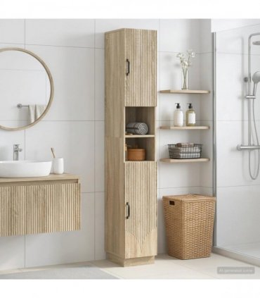 vidaXL Bathroom Cabinet with Open Shelf HOORN Sonoma Oak