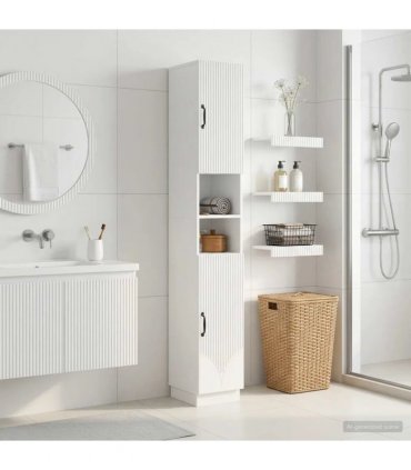vidaXL Bathroom Cabinet with Open Shelf HOORN High Gloss White