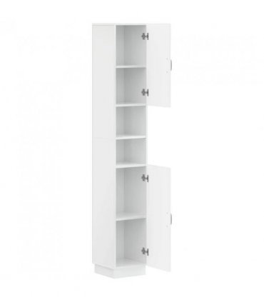 vidaXL Bathroom Cabinet with Open Shelf HOORN High Gloss White