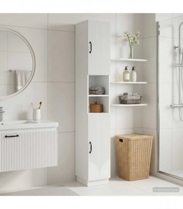 vidaXL Bathroom Cabinet with Open Shelf HOORN White 30 x 31 x 187 cm