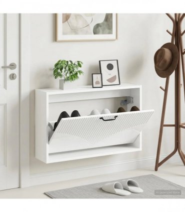 vidaXL Wall-Mounted Shoe Cabinet HOORN 71 x 17 x 43 cm Engineered Wood — Colour: High gloss white