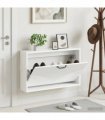 vidaXL Wall-Mounted Shoe Cabinet HOORN 71 x 17 x 43 cm Engineered Wood — Colour: High gloss white