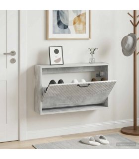 vidaXL Wall-Mounted Shoe Cabinet HOORN 71 x 17 x 43 cm Engineered Wood — Colour: Concrete grey