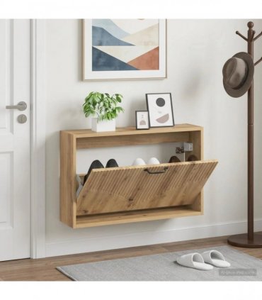 vidaXL Wall-Mounted Shoe Cabinet HOORN 71 x 17 x 43 cm Engineered Wood — Colour: Artisan oak