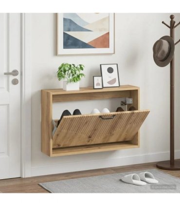 vidaXL Wall-Mounted Shoe Cabinet HOORN 71 x 17 x 43 cm Engineered Wood — Colour: Artisan oak