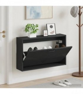 vidaXL Wall-Mounted Shoe Cabinet HOORN 71 x 17 x 43 cm Engineered Wood — Colour: Black