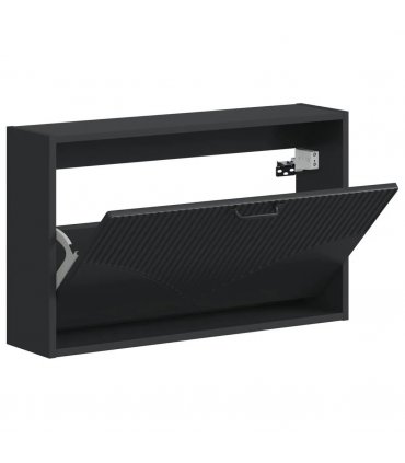 vidaXL Wall-Mounted Shoe Cabinet HOORN 71 x 17 x 43 cm Engineered Wood — Colour: Black