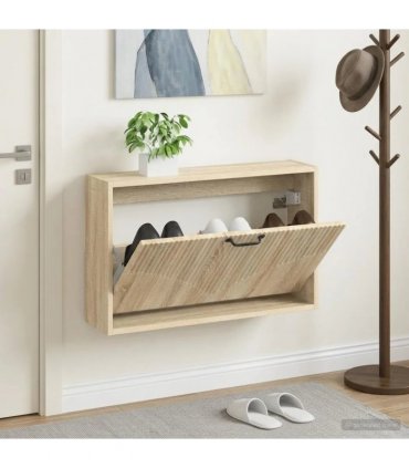 vidaXL Wall-Mounted Shoe Cabinet HOORN 71 x 17 x 43 cm Engineered Wood — Colour: Sonoma oak