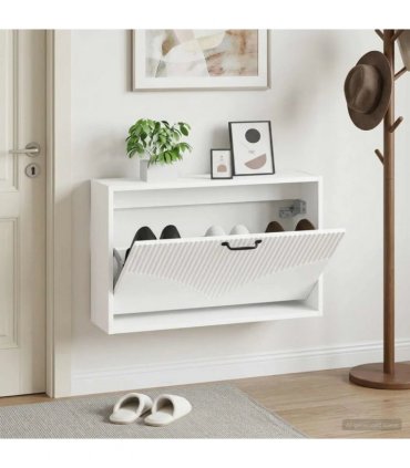 vidaXL Wall-Mounted Shoe Cabinet HOORN 71 x 17 x 43 cm Engineered Wood — Colour: White