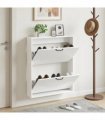 vidaXL Wall-Mounted Shoe Cabinet HOORN 71 x 17 x 86 cm Engineered Wood — Colour: High gloss white