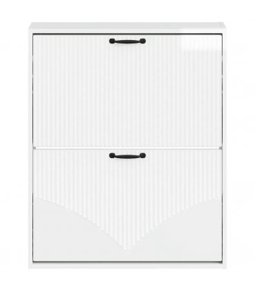 vidaXL Wall-Mounted Shoe Cabinet HOORN 71 x 17 x 86 cm Engineered Wood — Colour: High gloss white