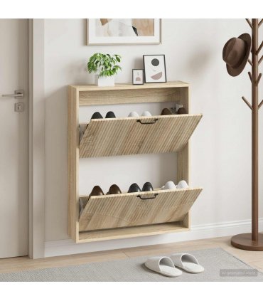 vidaXL Wall-Mounted Shoe Cabinet HOORN 71 x 17 x 86 cm Engineered Wood — Colour: Sonoma oak