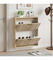 vidaXL Wall-Mounted Shoe Cabinet HOORN 71 x 17 x 86 cm Engineered Wood — Colour: Sonoma oak