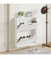 vidaXL Wall-Mounted Shoe Cabinet HOORN 71 x 17 x 86 cm Engineered Wood — Colour: White