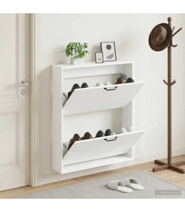 vidaXL Wall-Mounted Shoe Cabinet HOORN 71 x 17 x 86 cm Engineered Wood — Colour: White