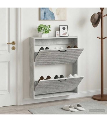 vidaXL Wall-Mounted Shoe Cabinet HOORN 71 x 17 x 86 cm Engineered Wood — Colour: Concrete grey