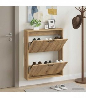 vidaXL Wall-Mounted Shoe Cabinet HOORN 71 x 17 x 86 cm Engineered Wood — Colour: Artisan oak