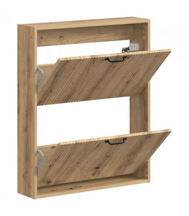 vidaXL Wall-Mounted Shoe Cabinet HOORN 71 x 17 x 86 cm Engineered Wood — Colour: Artisan oak