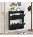 vidaXL Wall-Mounted Shoe Cabinet HOORN 71 x 17 x 86 cm Engineered Wood — Colour: Black