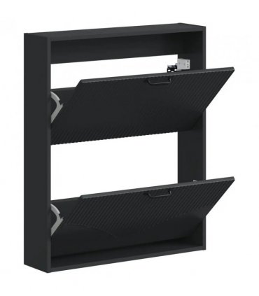 vidaXL Wall-Mounted Shoe Cabinet HOORN 71 x 17 x 86 cm Engineered Wood — Colour: Black