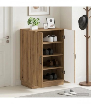 vidaXL Shoe Cabinet HOORN 59.5 x 39.5 x 87 cm Engineered Wood — Colour: Artisan oak
